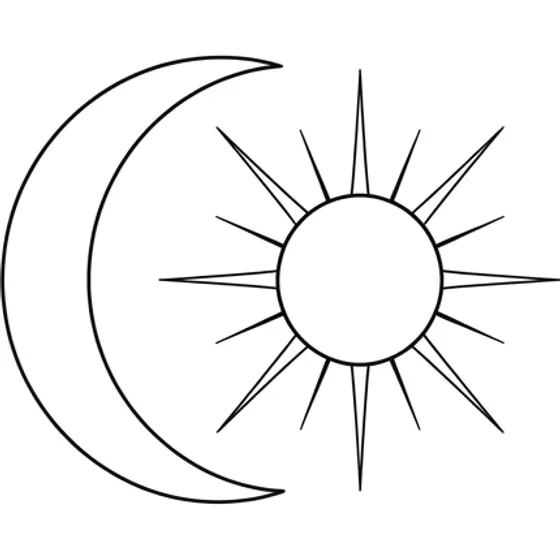 Couple Tattoo Ideas example — A sun and a moon in matching minimal line art