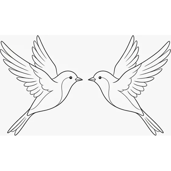 Minimalist tattoo example — Two birds in flight facing each other, simple linework