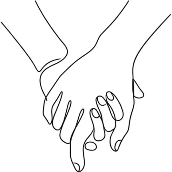 Couple Tattoo Ideas example — Two interlocking hands drawn as one continuous line