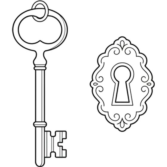 Couple Tattoo Ideas example — A key and a keyhole in delicate fine line