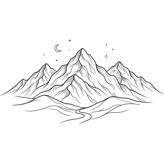 First Tattoo Ideas example — A small mountain range in clean line work for an outer forearm