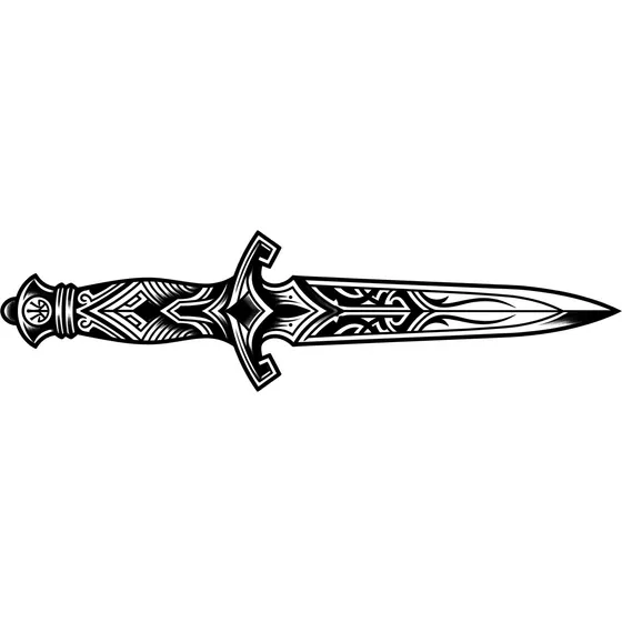 Hand Tattoo Ideas example — A dagger running along the side of the index finger