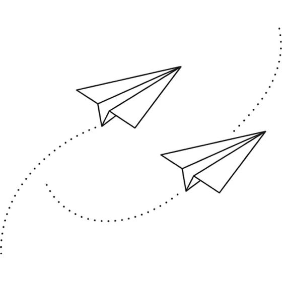 Matching Tattoos example — A pair of simple paper aeroplanes with dotted flight paths