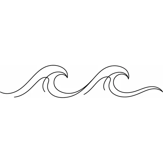Matching Tattoos example — Matching wave outlines drawn in a single continuous line