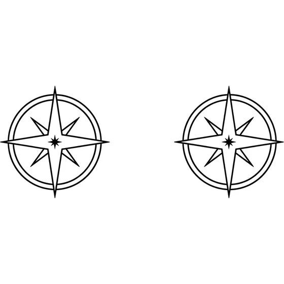 Matching Tattoos example — Matching tiny compass roses in clean linework