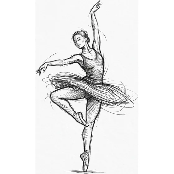 Sketch tattoo example — A ballet dancer mid-turn in quick sketch lines